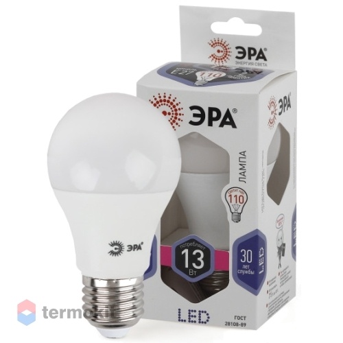Лампа светодиодная ЭРА LED A60-13W-860-E27 диод, груша, 13Вт, хол, E27