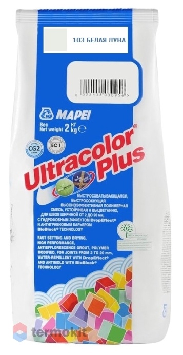 Затирка Mapei Ultracolor Plus №103 (Белая луна) 2 кг