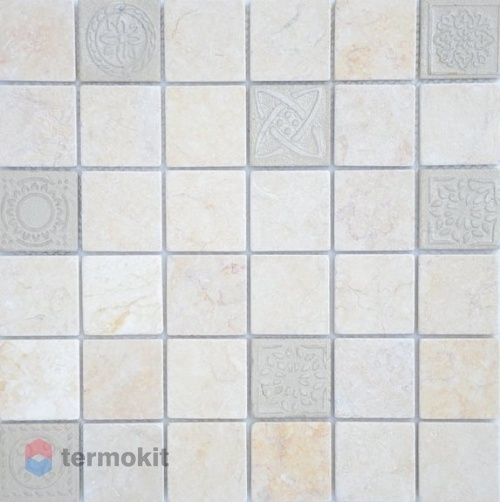 Мозаика Caramelle Mosaic Art Stone Botticino Mat (4,8x4,8) 30x30