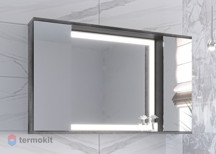 Зеркальный шкаф Stella Polar Дэрри 100 с подсветкой бетон SP-00001039