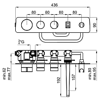 Встраиваемый смеситель для ванны и душа Noken Pure Line с термостатом N199999252