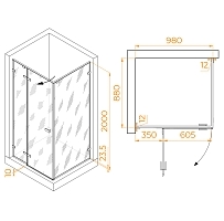 Душевой уголок RGW Stilvoll SV-040Gr 2000x1000x900 серый 353204009-110