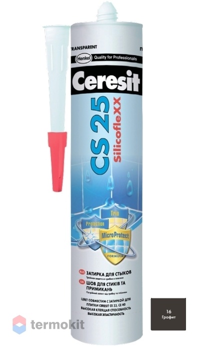 Затирка Ceresit CS 25 силиконовая 16 Графит 280мл
