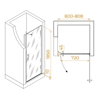 Душевая дверь RGW Hotel HO-011B 800х1950 черный 350601108-14 Уцененная