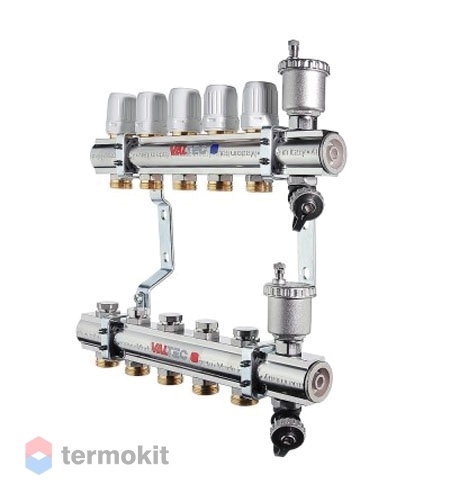 Коллекторный блок Valtec 1 1/4" x 3/4", "евроконус" на 5 контуров
