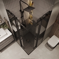 Душевой уголок Grossman Classic 1950x800x800 (тонированное стекло) черный матовый 300.K33.04.8080.21.10