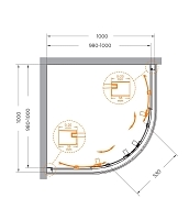 Душевой уголок Cezares Relax 304 2000x1000x1000 брашированное золото RELAX-304-R-2-100-C-BORO