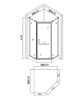 Душевой уголок Agger 2100x880x880 с поддоном хром A03-090MCR