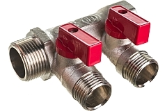 Kromwell Коллектор из латуни с отсекающими шаровыми кранами на НР 3/4" x 1/2" 2 вых.