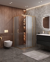 Душевой уголок Cezares Molveno 1950x1100x900 (рифленое стекло) брашированное золото MOLVENO-AH-21-90+20-P-BORO