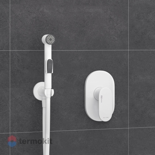 Встраиваемый смеситель с гигиеническим душем WasserKRAFT белый матовый А85056