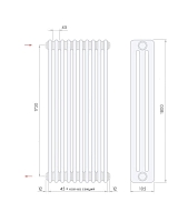 Стальной трубчатый радиатор Arbonia 3180/06 секций с боковым подключением 3/4 цвет TF (стиль Hi Tech)