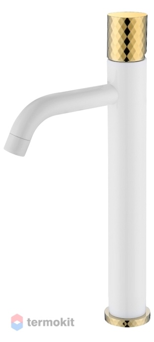 Смеситель для раковины высокий Boheme Stick WHITE DIAMOND золото 122-WG