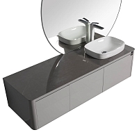 Тумба с раковиной и столешницей Black&White Universe 160 подвесная серый светлый глянец 9151601