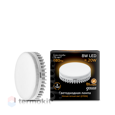 Лампа светодиодная Gauss LED GX53 8W 3000K 1/10/50, 5 шт