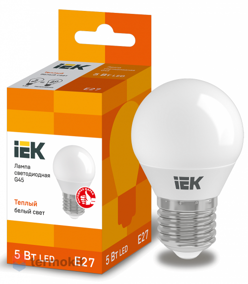 Лампа светодиодная IEK ECO G45 шар 5Вт 230В 3000К E27