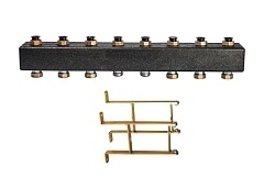 Meibes Настенный распределительный коллектор из черной стали на 4-7 контура с комплектом кронштейнов