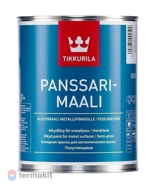 Tikkurila Panssarimaali,Алкидная краска для металлических крыш,база С,0,9л