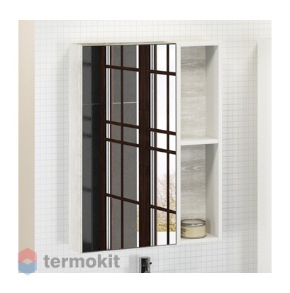 Зеркальный шкаф Comforty Прага-60 подвесной дуб белый 00004147599