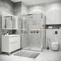 Душевой уголок Grossman Cosmo 1950x1000x1000 (стекло шиншилла) левый хром 120.K33.02.1010.10.02