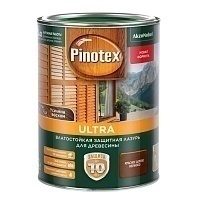 Pinotex Ultra,Влагостойкая защитная лазурь для древесины, с воском, красное дерево, 1л