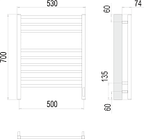 Электрический полотенцесушитель Terminus Ватикан П9 500х700 ТЭН Пр.