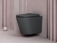 Унитаз подвесной Ceramica Nova BALEARICA с сиденьем микролифт темный антрацит матовый CN6000MDH