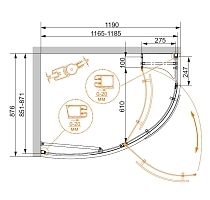 Душевой уголок Cezares Elena 1950x1200x900 левый хром ELENA-W-RH-1-120/90-C-Cr-L