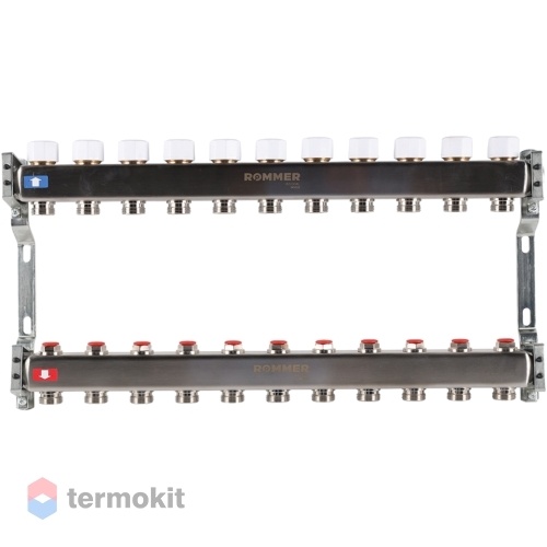 Коллектор из нержавеющей стали Rommer RMS 3200 без расходомеров, 11 вых.