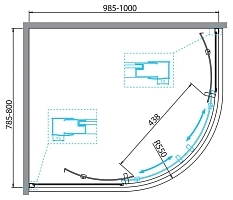 Душевой уголок BelBagno DUE 1900x1000x800 хром DUE-RH-2-100/80-C-Cr