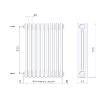 Стальной трубчатый радиатор Arbonia 2030/18 секций с боковым подключением 1/2