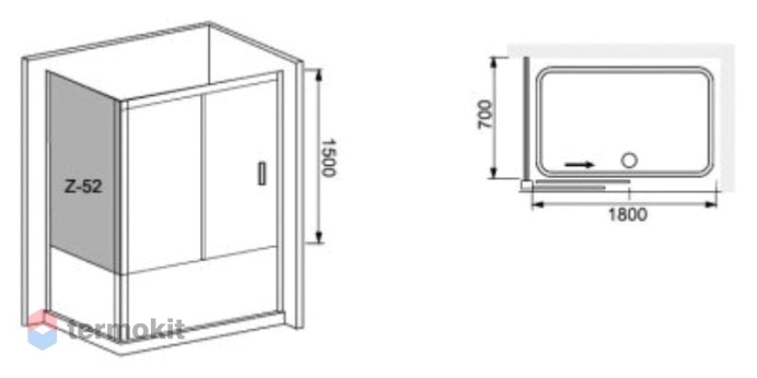 Душевая шторка на ванну RGW Screens SC-92 (SC-62+ Z-52) 1500х1800x700 Хром 01119287-11