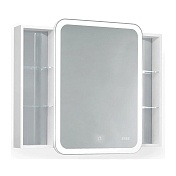 Зеркальный шкаф Jorno Bosko 100 подвесная с подсветкой и часами белый Bos.03.100/W