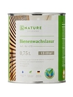 GNature 470, Bienenwachslasur Краска - лазурь для девенянных поверхностей с пчелиным воском, для внутренних работ, матовая, прозрачная база 0,75 л