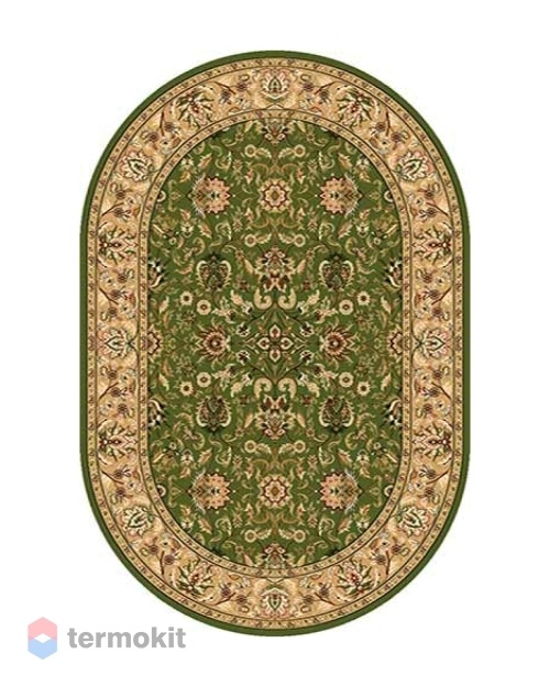 Ковёр Merinos Olympos 100x200 овальный зелёный/бежевый d076