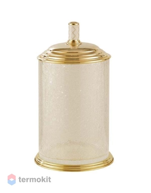 Ведро для мусора Boheme MURANO GOLD стекло (белое) 10914-W-G