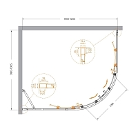 Душевой уголок Cezares Molveno 1950x1200x1000 брашированное золото MOLVENO-RH-2-120/100-C-BORO-IV