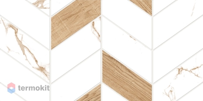 Керамическая плитка Global Tile Marmaris GT128VG белая геометрия настенная 25x50