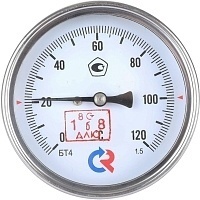 РОСМА Термометр БТ-41.211 (0-120 С) G1/2 80мм, длина штока 64мм, биметаллический, осевое присоединение, с защитной гильзой, КТ 1,5