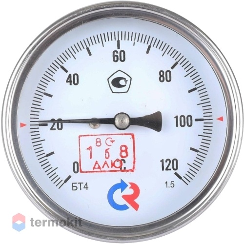 РОСМА Термометр БТ-41.211 (0-120 С) G1/2 80мм, длина штока 64мм, биметаллический, осевое присоединение, с защитной гильзой, КТ 1,5