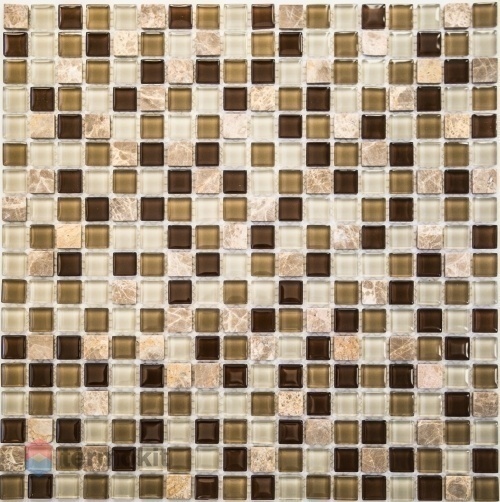 Стеклянная Мозаика с камнем Bonaparte Scarlett (15х15х4) 30x30