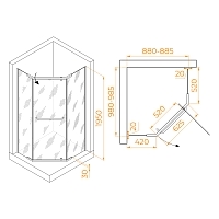 Душевой уголок RGW Passage PA-091B 1950x900x1000 черный 35089190-14