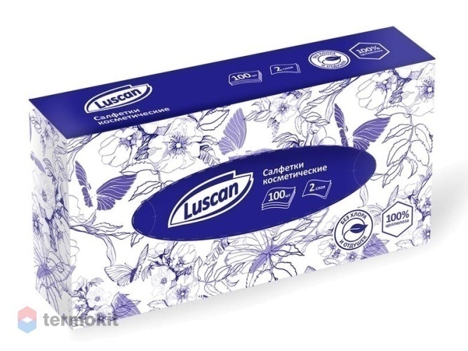 Салфетки косметические Luscan 2-слойные 100 шт