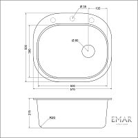 Мойка для кухни EMAR Quartz морион EMQ-1570.C Морион
