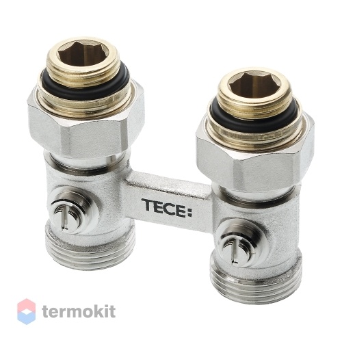 TECE Запорно-присоединительный узел для нижнего подключения радиаторов 3/4" Ek x 1/2" AG проходной 