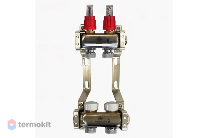 Gekon Коллекторный блок с термостатическими клапанами 1"x 3/4" на 2 вых.