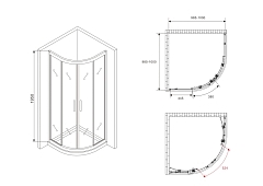 Душевой уголок ABBER Schwarzer Diamant 1950x1000x1000 хром AG01100