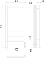 Электрический полотенцесушитель Terminus Аврора П8 400x850