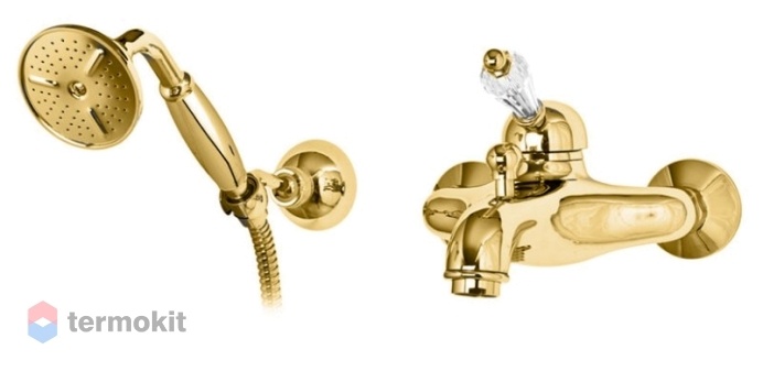 Смеситель для ванны и душа Cezares Vintage золото, ручка Swarovski VINTAGE-VDM-03/24-Sw