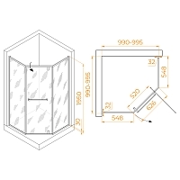 Душевой уголок RGW Hotel HO-084B 1950x1000x1000 черный 350608400-14